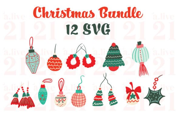 12 Christmas Balls Clipart SVG: Festive Illustrations