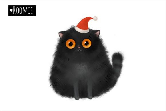 Christmas Cat in Santa Hat Sublimation: Festive Illustrations