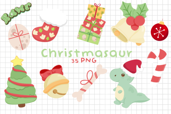 Christmas Dinosaur Illustrations for Sellers