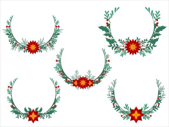Christmas Flower Circle Frame: Festive Illustrations