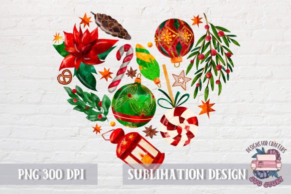 Christmas Heart PNG Sublimation: Illustrations for Sellers