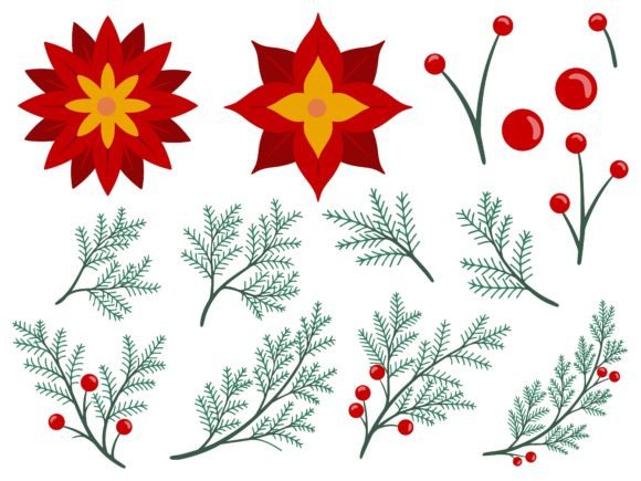 Christmas Holly Leaves Illustrations for Branding