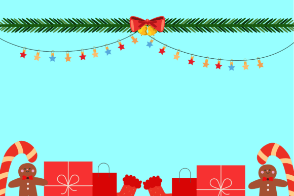 Christmas Red Gift on Blue: Festive Illustrations