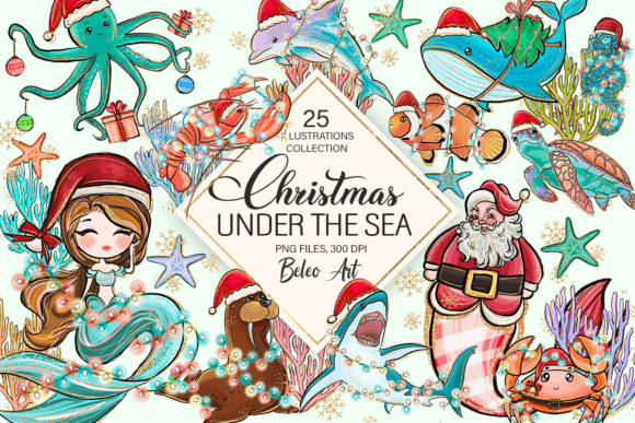 Christmas Under the Sea Clipart Set: Illustrations Review