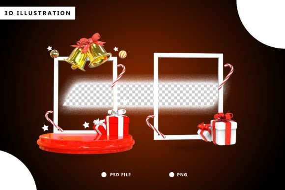 Decorated Christmas Photo Frame: Festive Illustrations