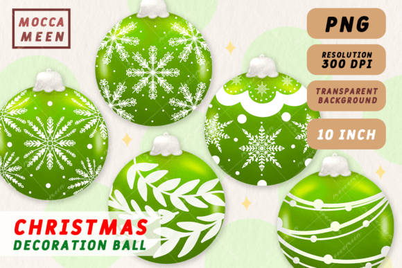Green Christmas Ball Ornaments: Festive Illustrations