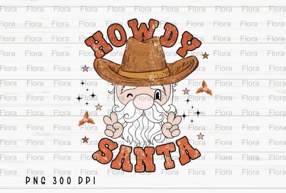 Howdy Santa Cowboy Retro Christmas PNG for Illustrations
