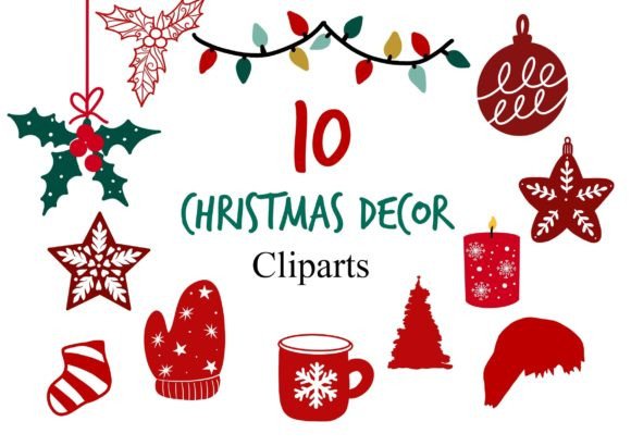 Red Christmas Decorative Clipart: Premium Illustrations