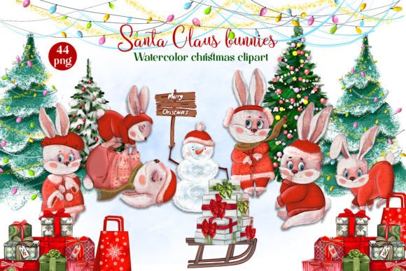Santa Claus Bunnies Watercolor Christmas Review