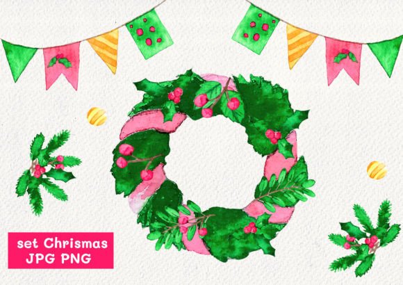 Set Christmas Watercolor: Festive Illustrations for Brands
