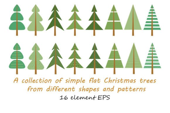 Simple Flat Christmas Trees: Modern Illustrations