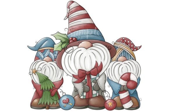 Three Christmas Gnomes: Festive Illustrations for Sellers