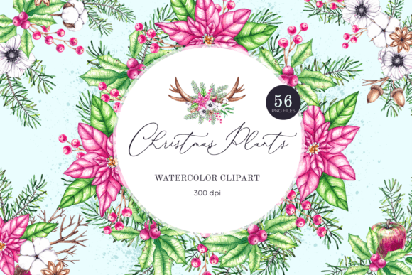 Watercolor Christmas Plants: Festive Illustrations